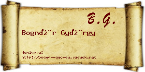 Bognár György névjegykártya