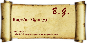 Bognár György névjegykártya